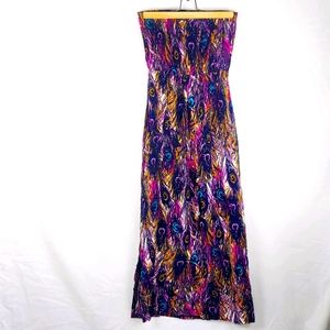 Delia XS peacock strapless maxi dress w/pockets!